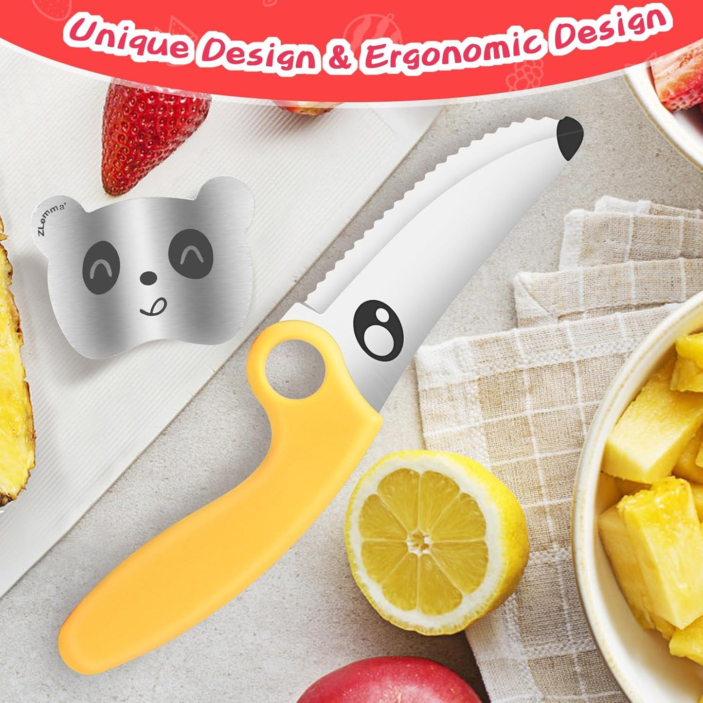 Kids Chef Knife Set for Real Cooking with Safe Finger Guard, Stainless Steel Blade, Kid-Friendly