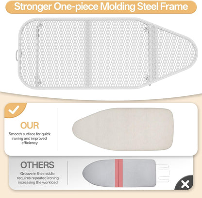 Skiennix Compact Ironing Board - Heat Resistant Cover & Metal Mesh Frame | 12x30 Inches, Cream White