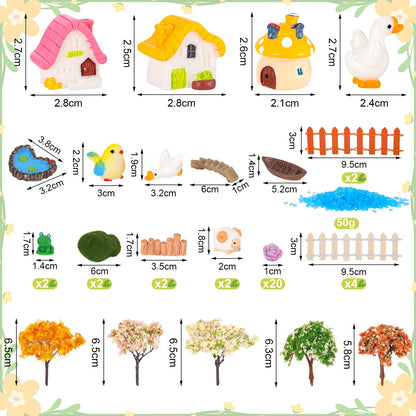 HIYZI 118 PCS Mini Fairy Garden Accessories Kit Miniature Garden Decorations Set Tiny Figurines for DIY Micro Landscape Terrarium Succulent Craft Decor Potted Horticulture Ornaments