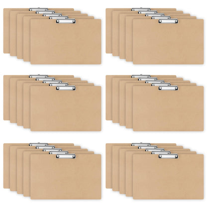 Henoyso 32 Pcs 11x17 Clipboard Wooden Horizontal Lap Board Extra Large Wood Clip Board with Low Profile Clip Desk Brown Landscape for Drawing Sketch Art for Classroom Office School Architects