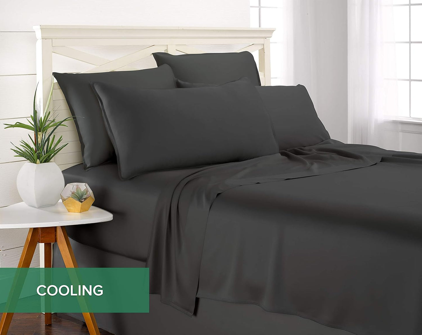 Pure Bamboo Twin Sheets - Luxuriously Soft & Cooling 100% Organic Viscose Bed Sheet Set | Charcoal Color