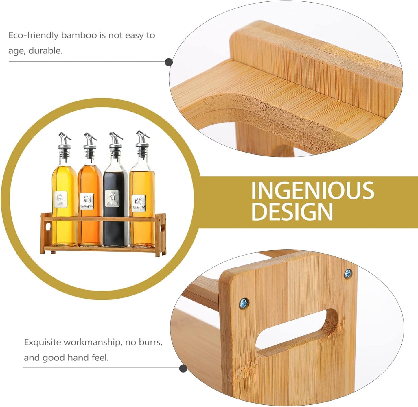 Wooden Spice Rack Organizer for Kitchen Countertop, Cabinet for Spice Bottles, Jars, Seasonings, Baking Supplies