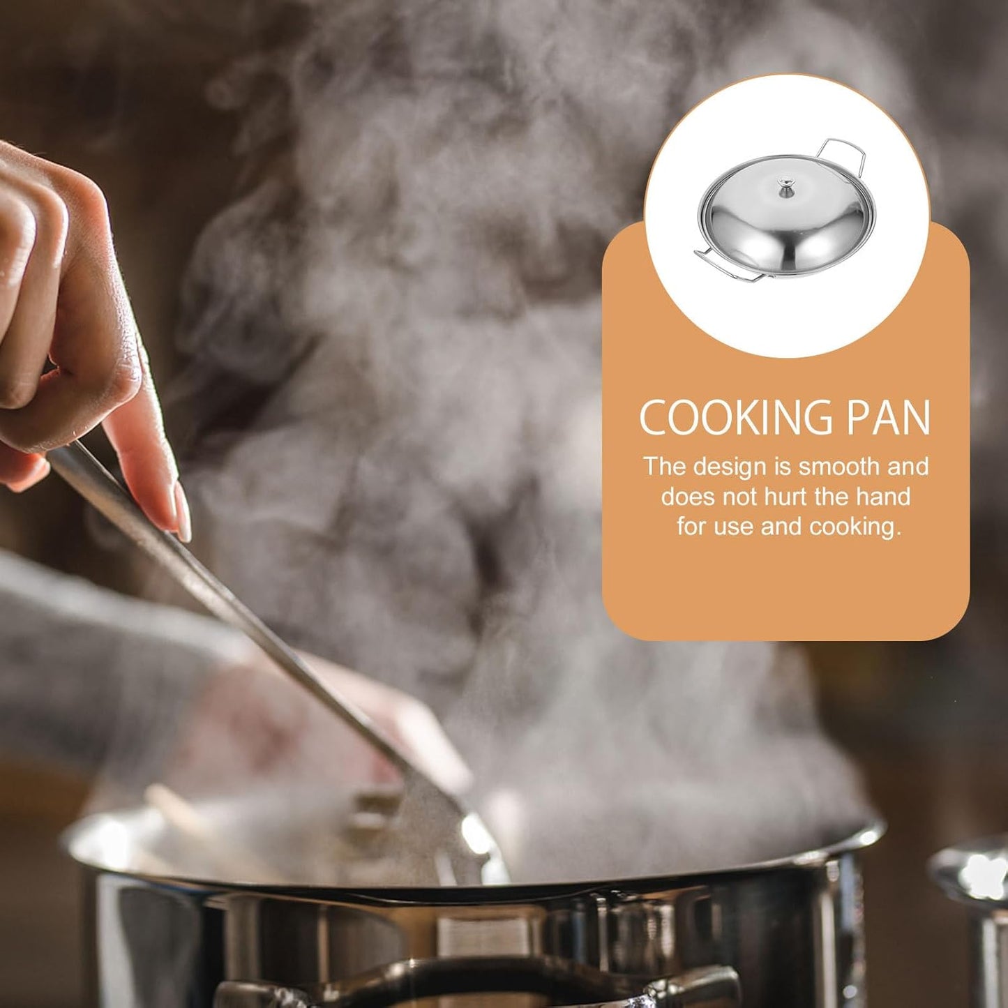Hemoton 1 Set Stainless Steel Pot with Lid, Stockpot, Wok, Frying Pan, Kitchen Supply Dish