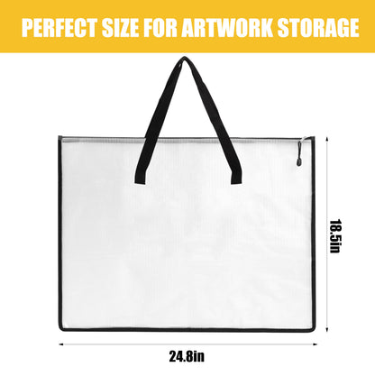 EOOUT 4pcs 18.5x24.8 Inches Art Portfolio Bags, Portfolio Folder for Artwork, Posters Storage Bag with Zipper and Handle Mesh Folder Organizers for Poster, Scrapbook, Keepsake and Bulletin Board
