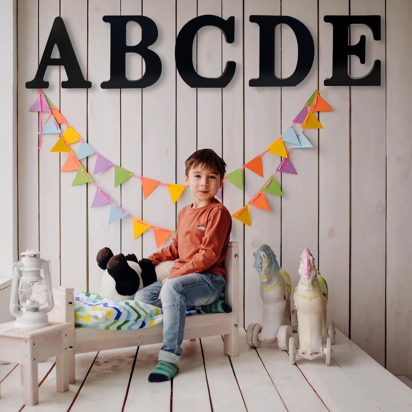AOCEAN 12 inch Black Wood Letters Unfinished Wood Letters for Halloween Decorative Standing Letters Slices Sign Board Decoration for Craft Home Party Projects (S)