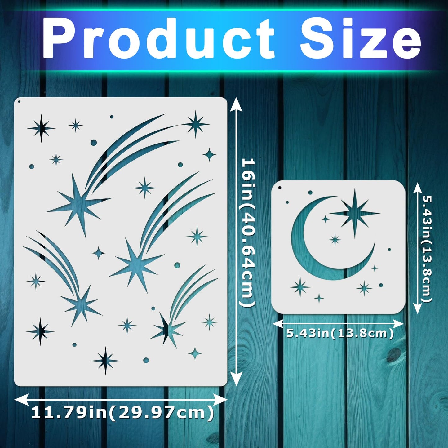 18 PCS Large Star Stencil for Painting Reusable Paint Stencils for Walls Twinkle Star Wall Drawing Stencils for Painting on Wood Craft Canvas Fabric Home Decoration