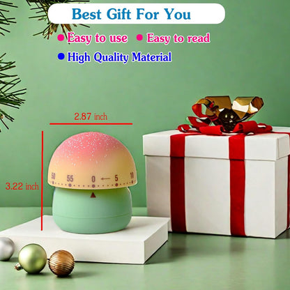 60 Countdown Cute Mushroom Timer for Kids, High Volume Mechanical Kitchen Timer, Wind Up Minutes Manual Timer