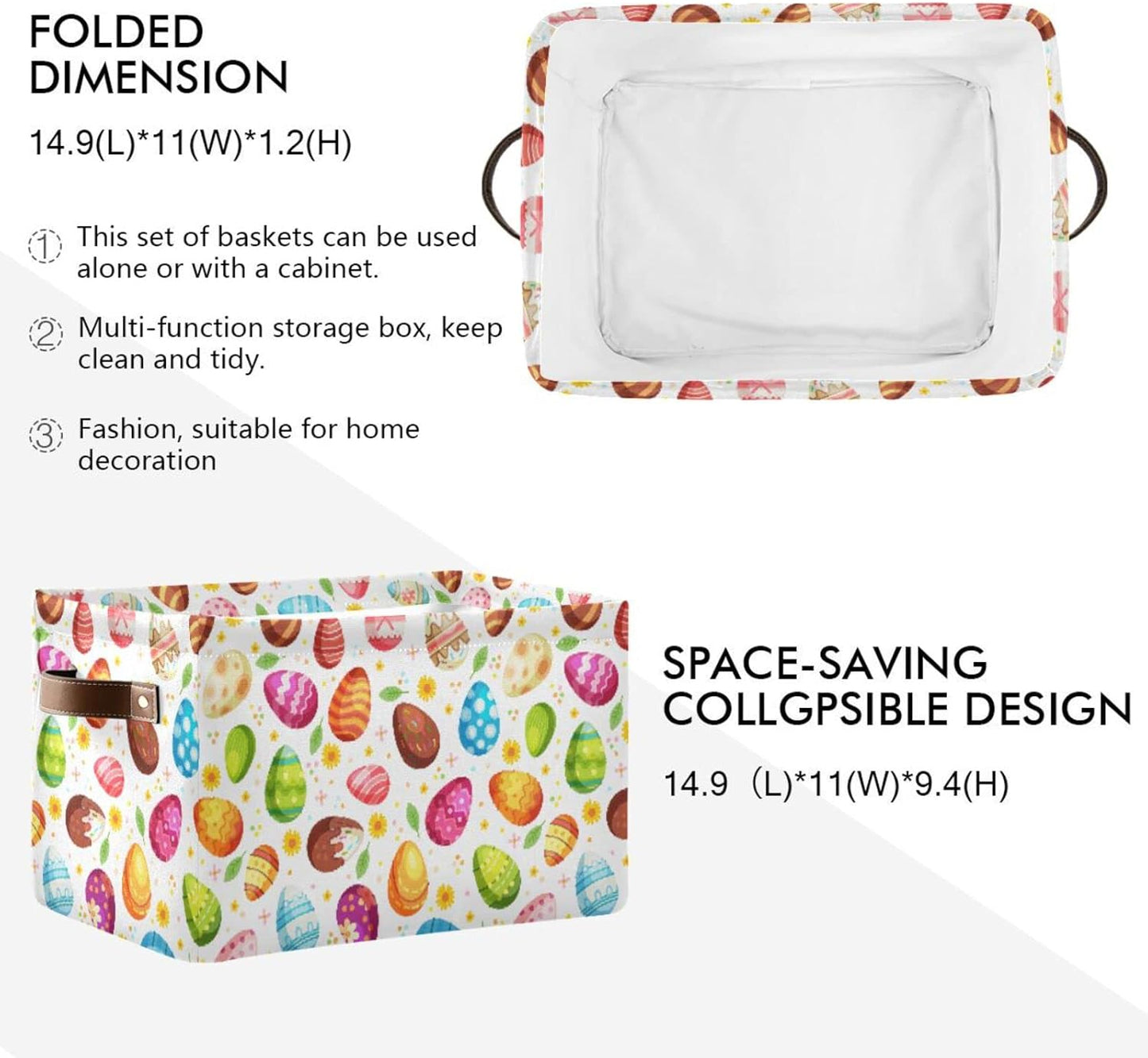 Senya Easter Basket - Foldable Fabric Collapsible Storage Bins Organizer Bag for Clothes