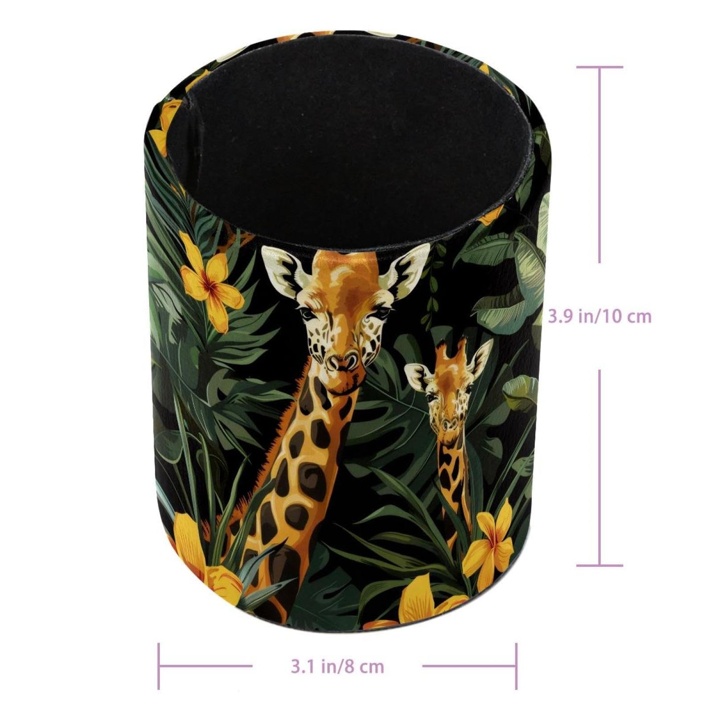 KikandKo Giraffe Flowers Jungle Pencil Holder Pen Cup Brush Pot Desktop Organizer Storage for Women Kids Girls Student Office Classroom Home Supply Organizers