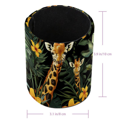 KikandKo Giraffe Flowers Jungle Pencil Holder Pen Cup Brush Pot Desktop Organizer Storage for Women Kids Girls Student Office Classroom Home Supply Organizers