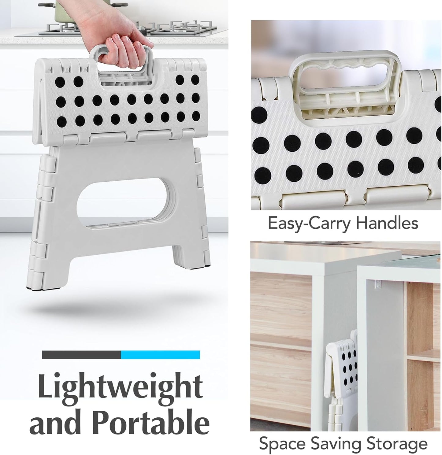 8 Inch) Handy Laundry Folding Lightweight Step Stool - Sturdy Enough to Support Adults and Safe Enough for Kids - Opens