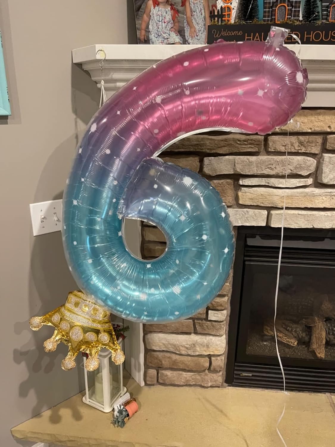 Skiennix 40-Inch Number 6 Balloon - Vibrant Pink, Purple & Blue Birthday Decorations for Boys & Girls
