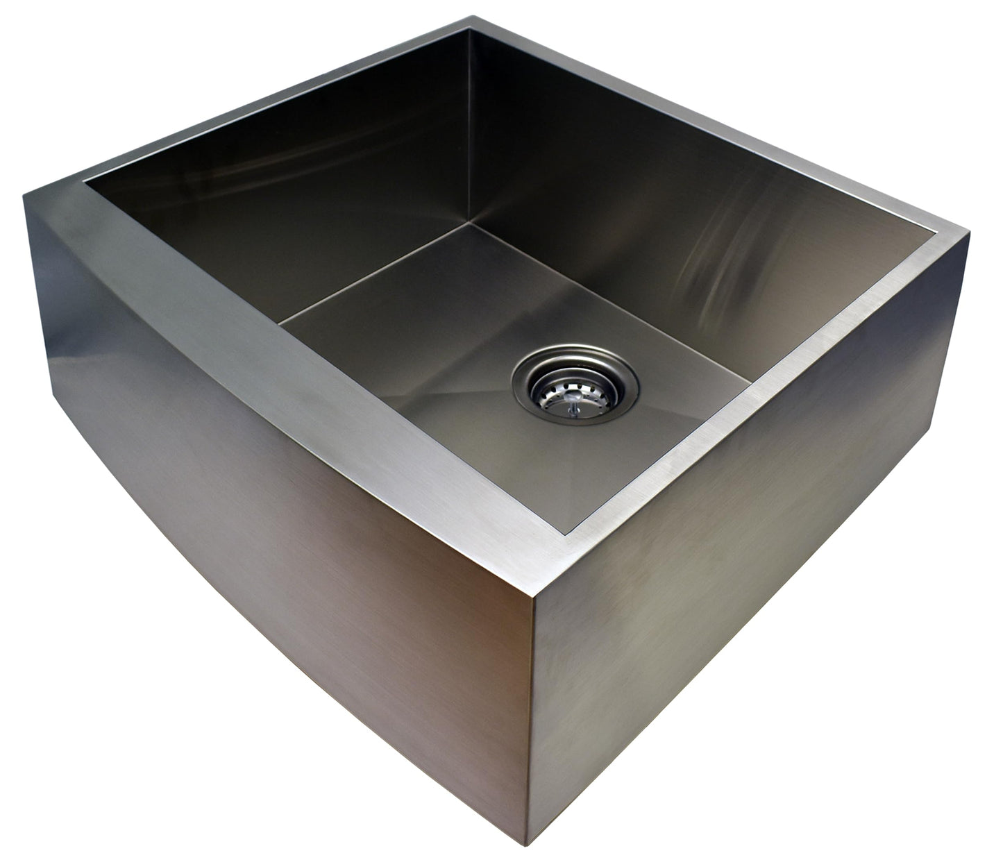 Alpha Sinks 21" Apron Front Farmhouse Sink - Stainless Steel, Single Bowl, 16-Gauge T304, Curved Apron Design - Premium Construct, Fast Drainage, Non-Toxic, Soundproof - Ideal for Modern Kitchens
