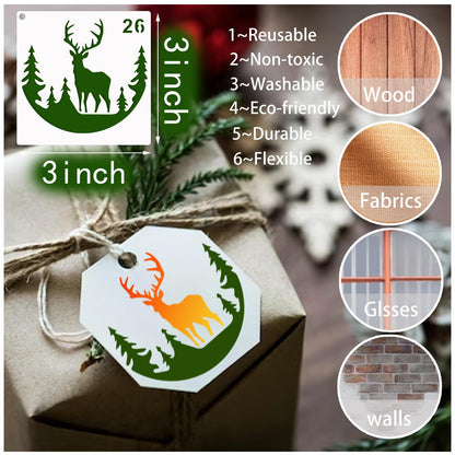 35 Pack Deer Stencils for Painting on Wood, Pine Tree Stencils Deer Head Antlers Stencil Forest Animal Template for DIY Craft Wall Fabric Rock Chalkboard Sign School Art Scrapbook Projects (Deer)