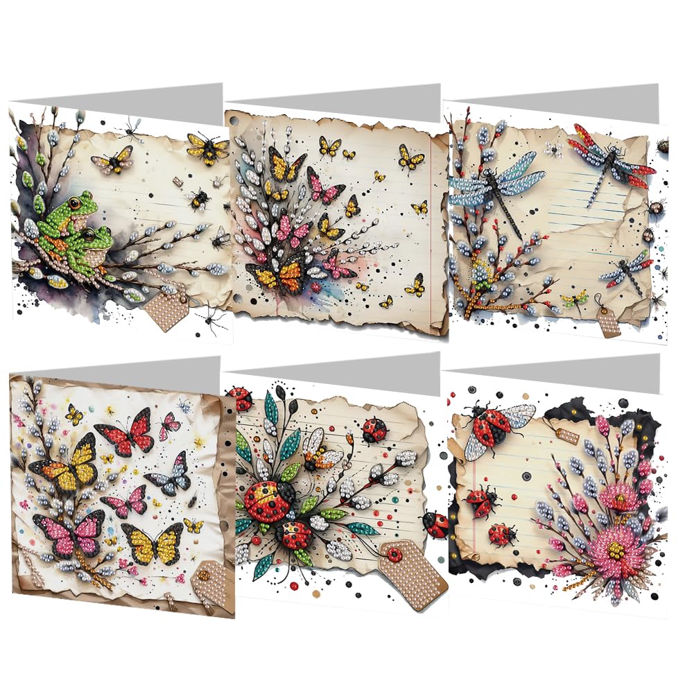 Sulunmo DIY Diamond Art Cards Kits for Adults, 5D Diamond Painting Kits Art Birthday Cards Birthday Gifts for Families, Friends, Partners(6Pcs with Envelopes Fantasy Cards-54) (Fantasy-Cards-54)