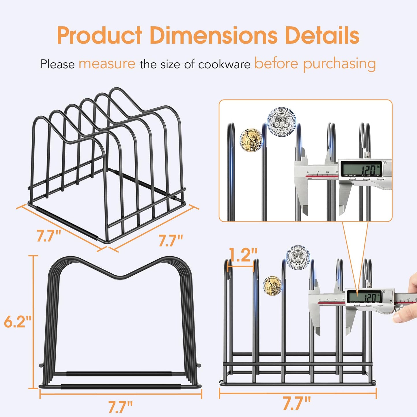 ORDORA Cutting Board Holder Stand Rack Organizer for Cabinet, 5mm Wire Storage Rack for Countertop, Baking Cookie Sheet Pan Organizer inside Cabinet, Chopping Board Holder for Pots, Lids and Skillets