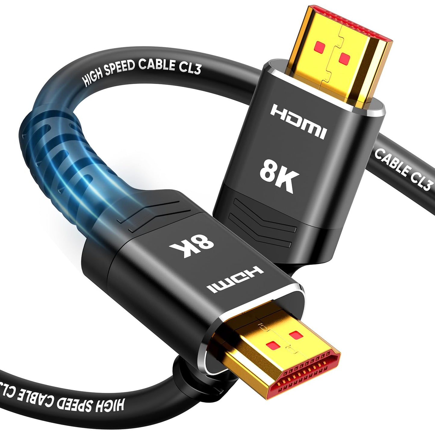 Highwings HDMI Cable 15 FT Long, 4K 8K 10K HDMI 2.1 Cord Ultra High Speed [in-Wall CL3 Rated, 8K@60Hz 4K@120Hz Video 48Gbps], Fit, Durable, Flexible, eARC, HDCP, Compatible for Ethernet SoundBar