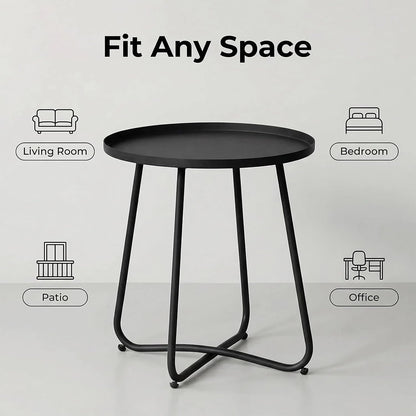 Outdoor Side Table, Small Patio Side Table with Weather Resistant Steel Material, Outdoor Round End Table for Patio