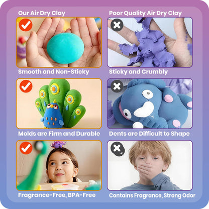 Air Dry Clay Kits,18 Animals Modeling Magic Clay for Kids, DIY Model Magic Clays,18 Set Molding Clays, Ultra Light, Soft & Non-Sticky, Arts and Crafts Gift for Kids
