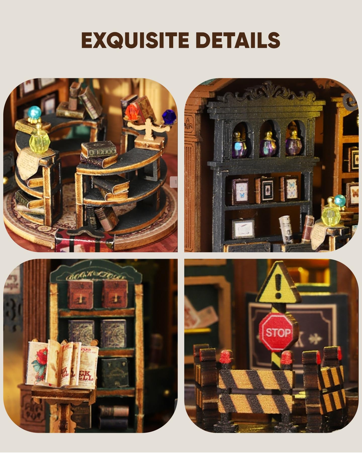 DIY Miniature House Kit, DIY Dollhouse Kit for Adults to Build, Mini Magic House Miniature kit, Model Building Book Nook Diorama Kit, Ideal Gifts for Birthday Christmas(Magic Book Shop)