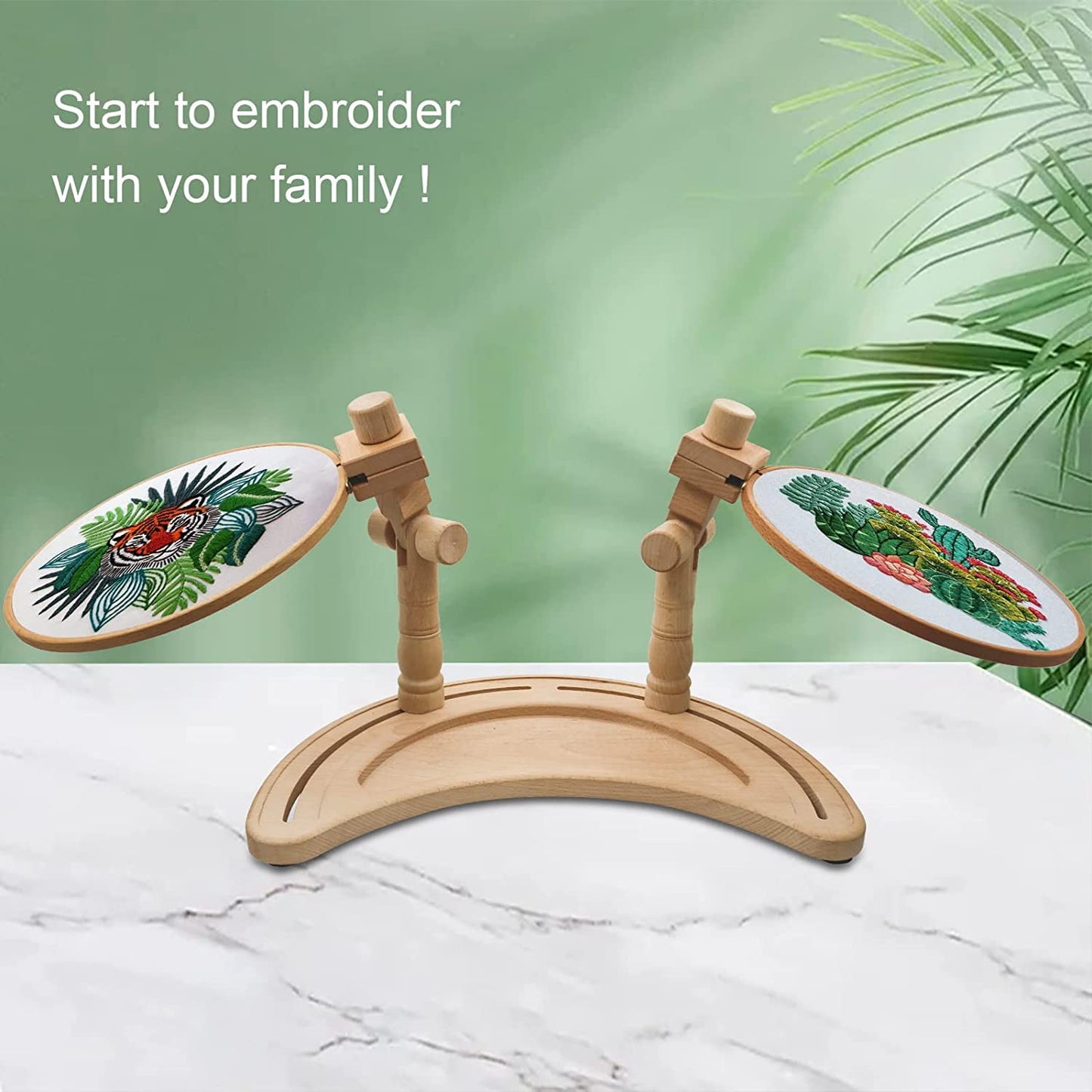 Multifunctional Embroidery Hoop Stand, Rotated Adjustable Embroidery Frame Stand Cross Stitch Stand, Beech Wood Embroidery Hoop Holder for Arts Crafts Sewing Needlework