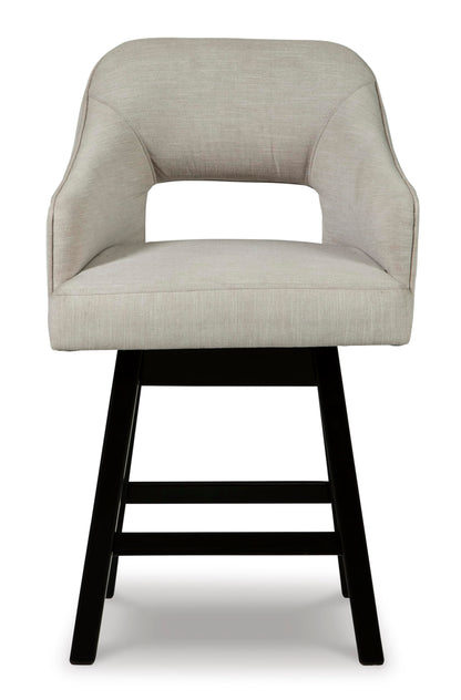 Signature Design by Ashley Tallenger 25" Upholstered Swivel Counter Height Bar Stool, 2 Count, Beige & Dark Brown