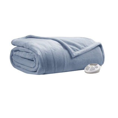 Serta Luxuriously Soft Plush Electric Blanket Fast Heating Cozy Cover, Safety Auto Shut Off Timer, Low EMF, Multi Heat Setting, ETL Certified, Machine Washable, Grey King (92 in x 100 in)