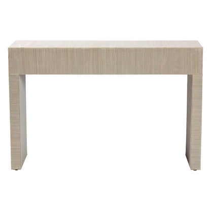 bali & pari Cielo Bohemian Woven Natural Grasscloth 3-Drawer Console Table