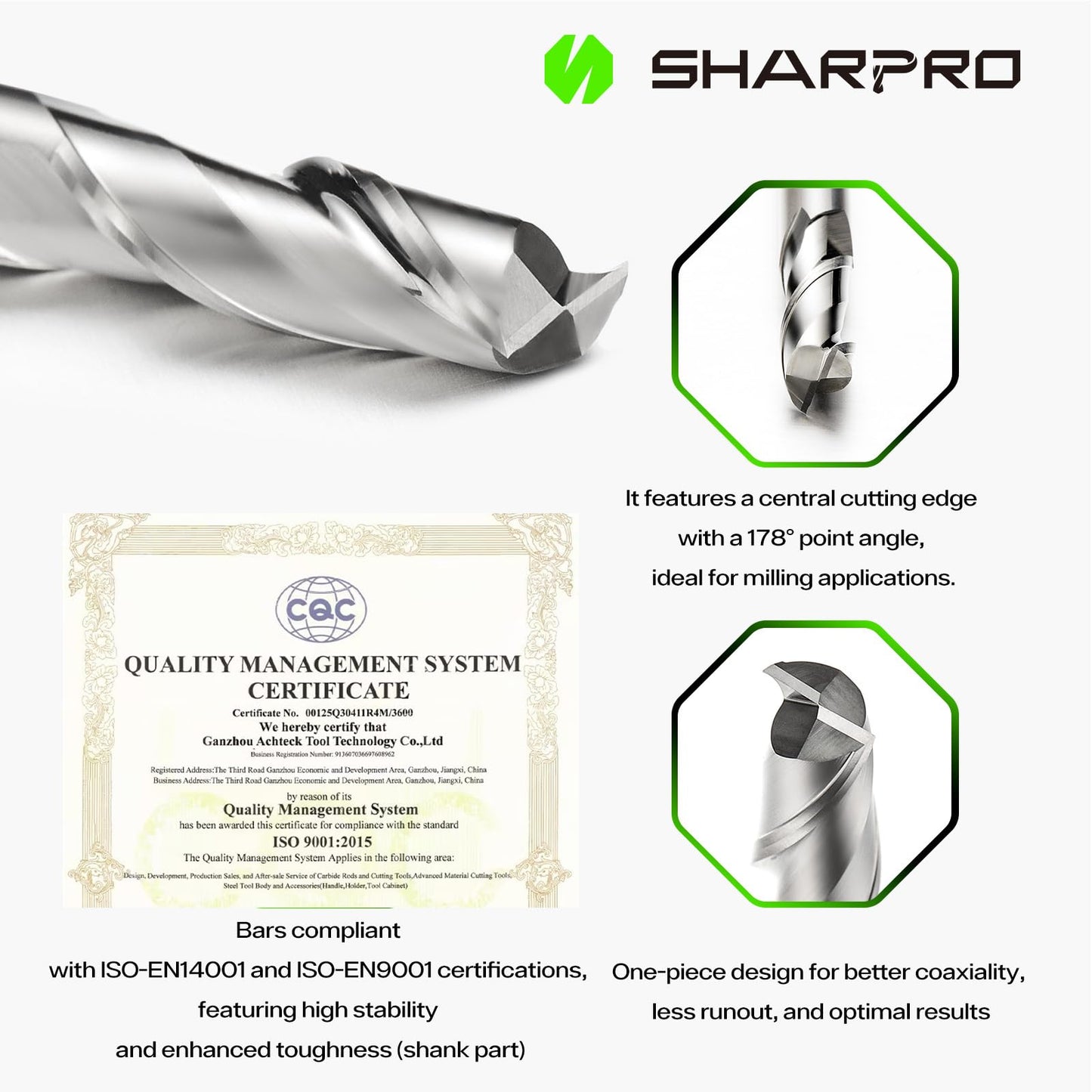 SHARPRO 1/4 Spiral Upcut Router Bit, CNC Router Bits, Up Cut Spiral Router Bits 1 4 Shank,Solid Carbide Router Bits, CNC Upcut Bit, Ideal for Wood Inlay, Plunge Plastic