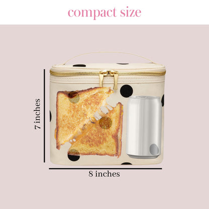 kate spade new york Insulated Lunch Tote, Small Lunch Cooler, Cute Lunch Bag for Women, Thermal Bag with Double Zipper Close and Carrying Handle, Large Deco Dot
