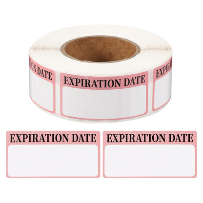 PATIKIL 500 Pcs Expired Date Label Stickers Roll, 2 x 1 Inch Removable Inventory Labels Adhesive Food Sticker Roll for Marking Organizing Inventory and Food Container, Pink and Black