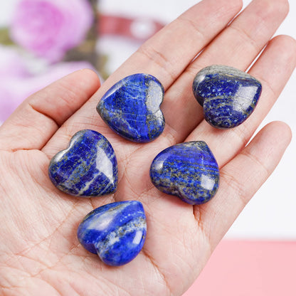 Marrywindix 10 Packs 1 Inch Healing Crystal Natural Lapis Lazuli Heart Love Carved Palm Worry Stone Chakra Reiki Balancing