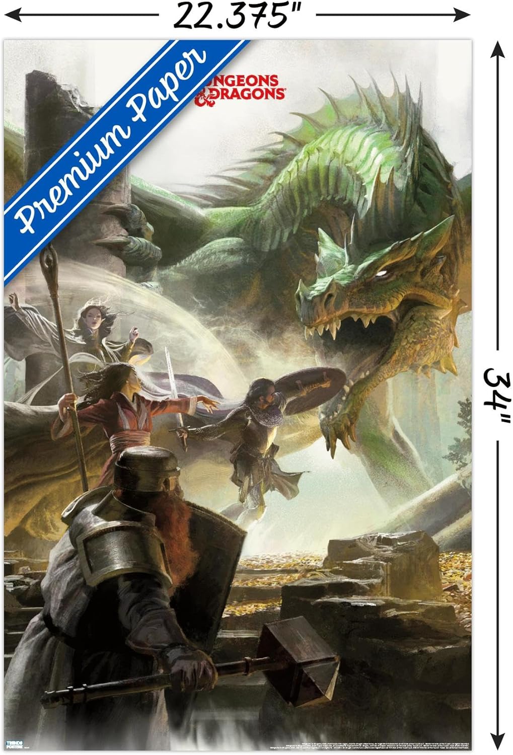 Trends International Dungeons and Dragons Adventure Wall Poster, 22.375" x 34", Premium Poster & Clip Bundle
