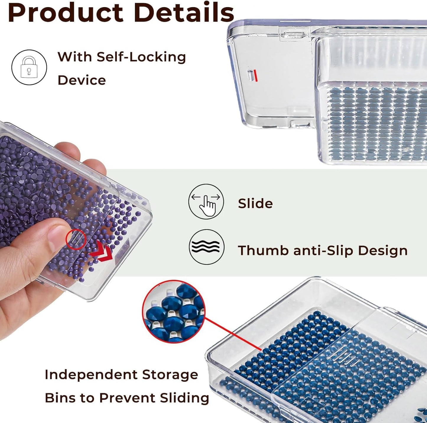 15 Pcs Diamond Art Storage Containers,Diamond Painting Sliding Trays ,Stackable Diamond Trays , 2-in-1 Art Carft Storage Box Set Line-Up for Diamond Accessories ,Bead and Jewelry (Transparent/15Pcs)