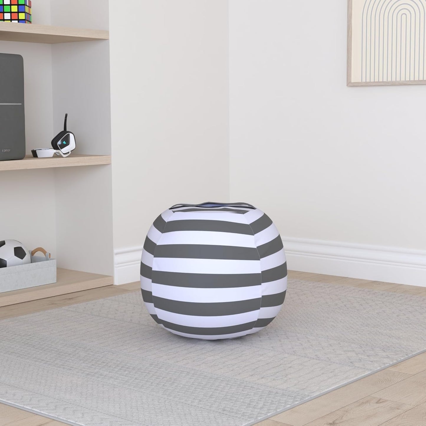Miaowater 2 PCS Stuffed Animal Storage Bean Bag Chair Cover, Cotton Canvas with Zipper, Grey 24"
