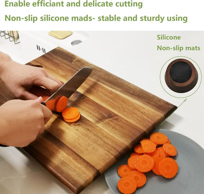 Wooden Cutting Board Feet with Non-Slip Silicone for Butcher Block, Wooden Cutting Board Legs with Screw