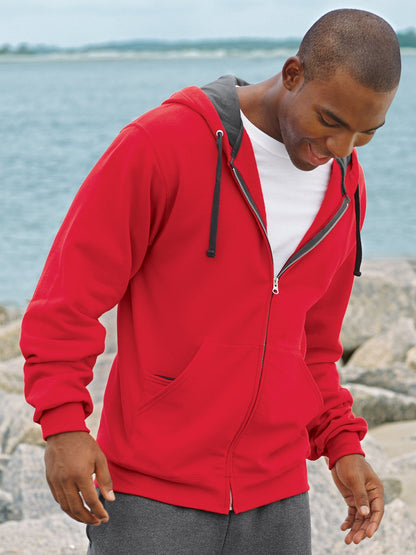 Fruit of the Loom Men's Sofspun Fleece Hoodie, Full Zip-Charcoal Heather, XX-Large