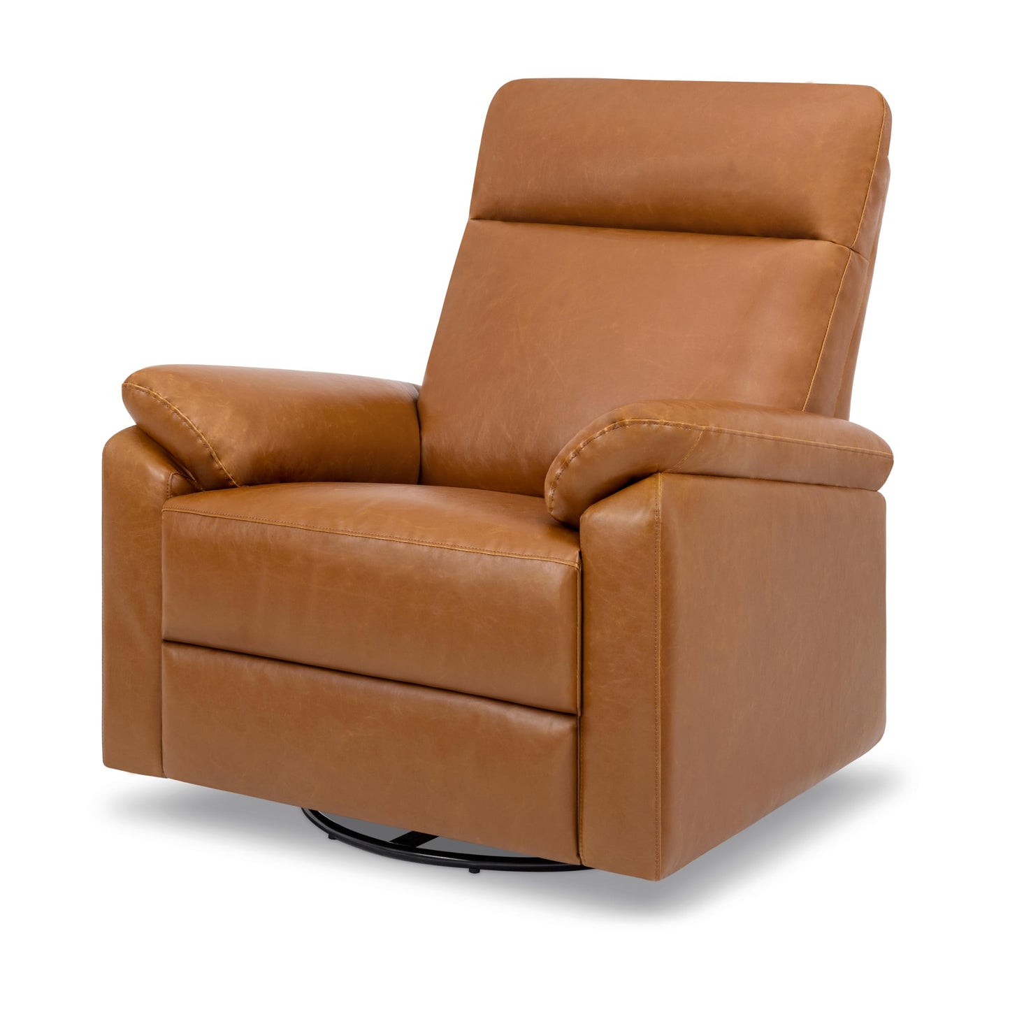 Davinci Suzy Glider Recliner Nursery Chair - Glider Rocking Chair for Nursery and Living Room - GREENGUARD Gold, FSC & Certi-PUR US Certified - 360° Swivel Rocker Recliner Chair (Vegan Tan Leather)