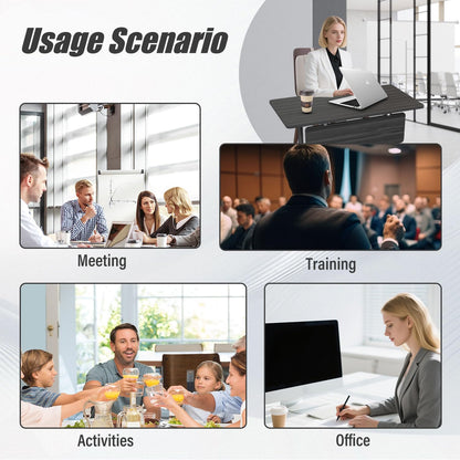 Modular Folding Conference Room Table with Wheels - 4 Pack Flip Top Mobile Training Table,Modern Meeting Tables 2-30 Person,Black,55.1"x21.6"x29.5"