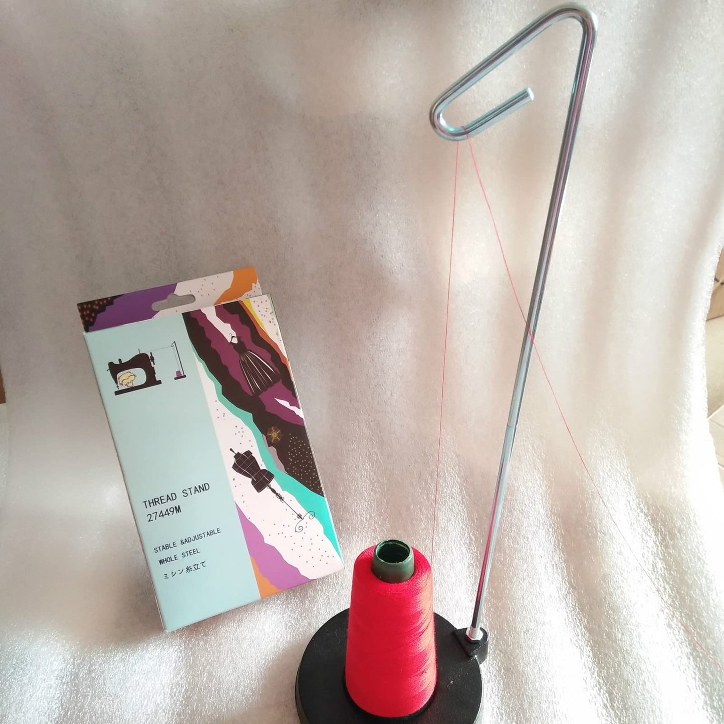 Tosnail 2 Packs Universal Cone and Spool Stand Thread Holder with Sturdy Metal Base