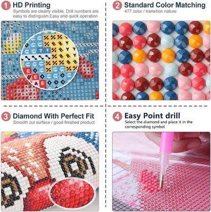 DAZZLEDOTS Diamond Art Kits for Adults, 6-Pack Gothic Girl Diamond Painting Kits for Beginner Princess Round 5D Full Drill Diamond Dots Crafts for Home Wall Decor Gifts 12x16 Inch