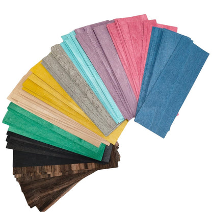 100PCS Mixed Wood Veneer Sheets Variety Pack,1.5''×5.5'',0.4mmThickness,Exotic Wooden Chip for Marquetry,Inlay,Woodworking Projects,Fingerboard Making DIY