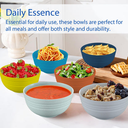 Homestockplus Unbreakable Cereal Bowls 25 OZ Microwave and Dishwasher Safe BPA-Free Bowl Dessert Bowls for Serving Soup, Oatmeal, Pasta and Salad [Set of 6]