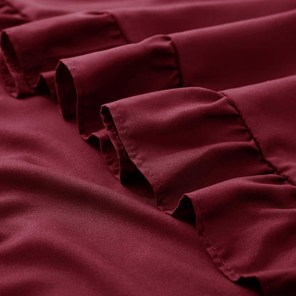 18x18 Inches, Set 2, KKJIAF Ruffle Pillow Cases Burgundy Square Ruffled Pillow Covers of Microfiber Wrinkle Resistant