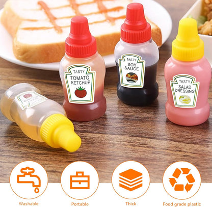 12 25ml Fantasyon Pcs Mini Ketchup Bottles for Bento Box Accessories Condiment Squeeze Bottles Plastic Sauce Container
