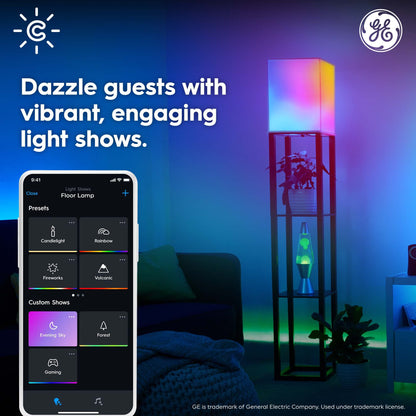 GE Cync Dynamic Effects A19 LED Smart Light Bulbs, Bluetooth and WiFi Color Changing Lights with Music Sync, Compatible with Alexa and Google Home (2 Pack)