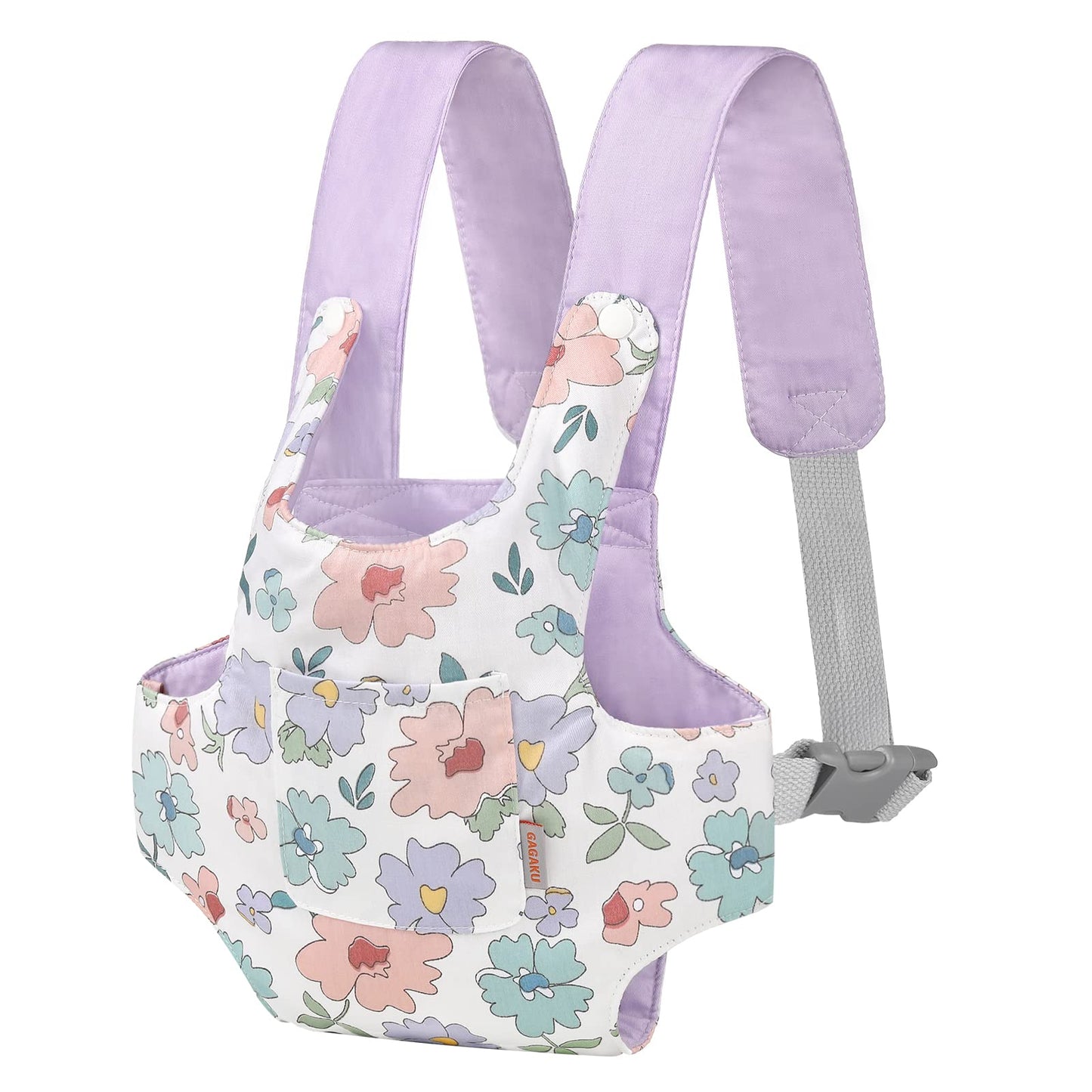 GAGAKU Baby Doll Carrier for Kids, Stuffed Animal Carrier Reborn Baby Carrier with Adjustable Straps, Baby Doll Accessories - Purple (Flowers)