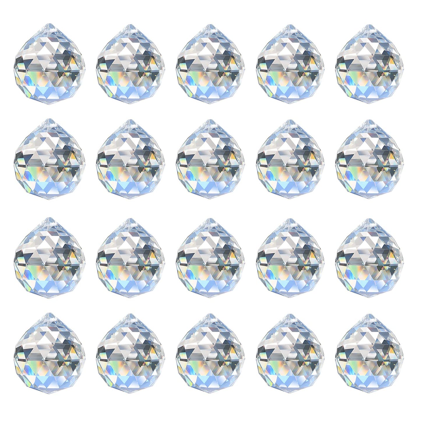 MerryNine Crystal Sun Catcher, 20pcs 0.8"/20mm Crystal Suncatcher Prism for Windows Hanging, Prisms Beads Ball Pendants Rainbow Maker for Fengshui, Home Room Decor, Indoor Windows
