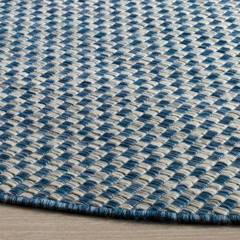 SAFAVIEH Courtyard Collection 4' Round Blue/Grey CY8653 Indoor/ Outside Waterproof Easy cleansingPatio Backyard Mudroom Area Mat