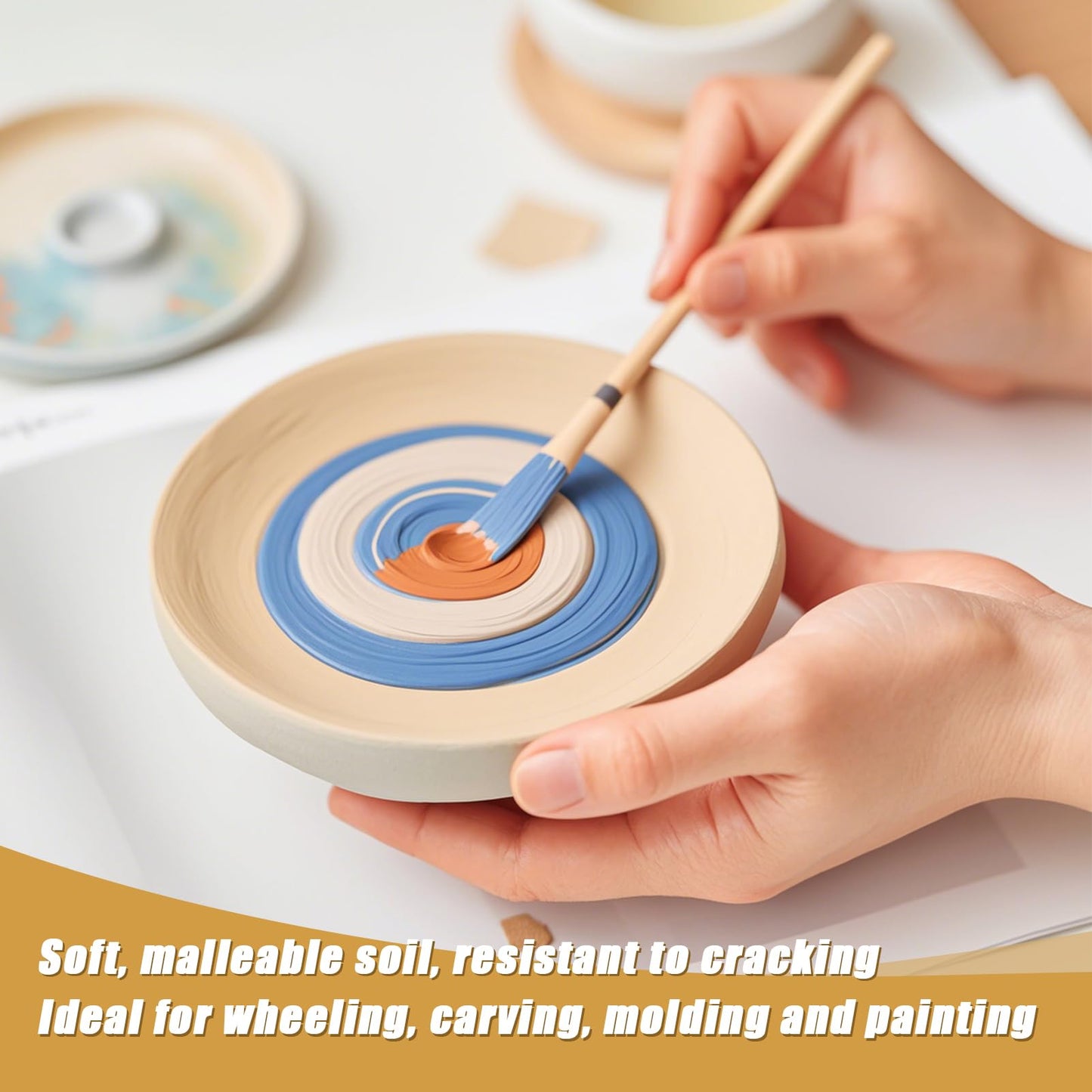 ZEHIQ Premium Air Dry Clay-6.6 lbs Natural White Pottery Clay for Wheel Throwing Hand Building Sculpting & Molding | No Baking Required, Self-Hardening | Beginner & Professional Artist Supplies